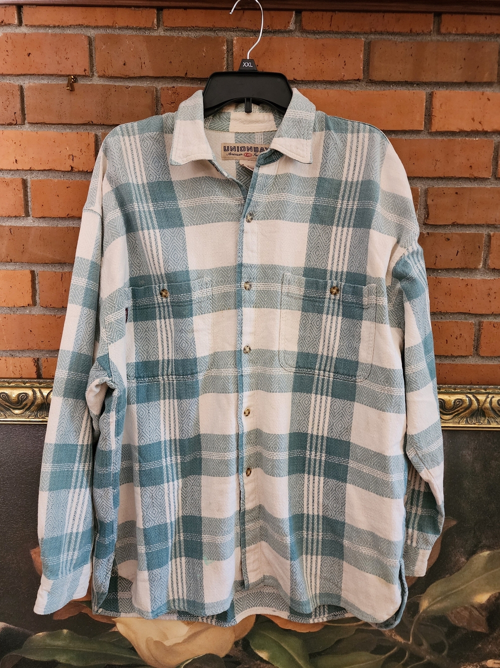 Unionbay Men's Plaid Button-Down Shirt90s Vintage Grunge Teal Plaid Lg